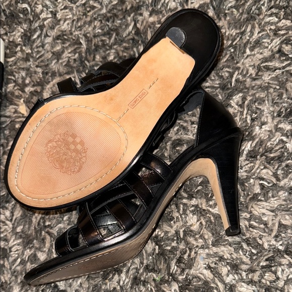 Vince Camuto Black Patent Leather High-Heeled Sandals - Picture 8 of 9